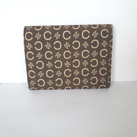 Celine Vintage Triomphe Canvas Leather Brown Wallet Medium Folding Purse - Picture 2 of 16